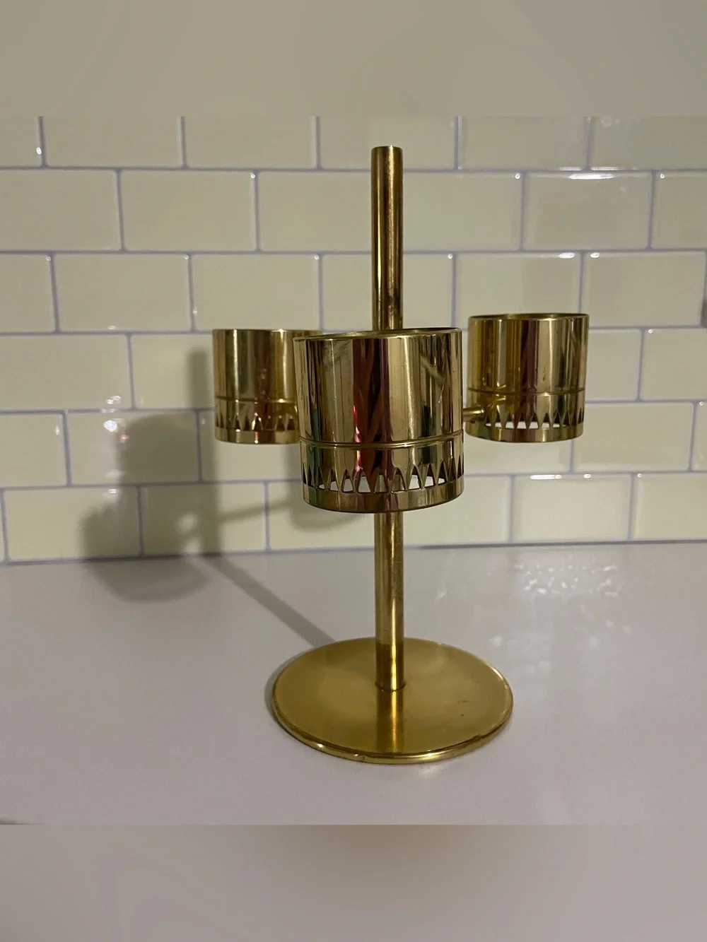 Hans-Agne Jakobsson Sweden AB brass 3 tea light holder L67